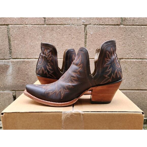 Ariat Dixon Brown Distressed Leather Ankle Cowboy Western Boots Womens Sz 7.5B - Picture 6 of 14